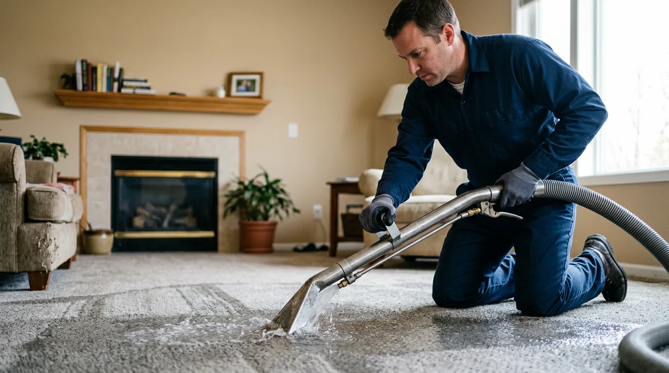 Water damage restoration technician working near Roopville, GA